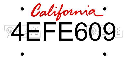 4EFE609 California License Plate