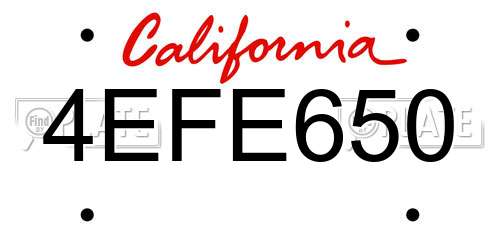 4EFE650 California License Plate
