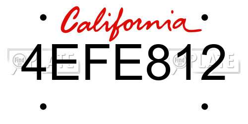 4EFE812 California License Plate