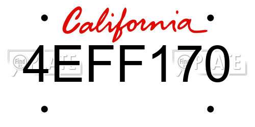 4EFF170 California License Plate
