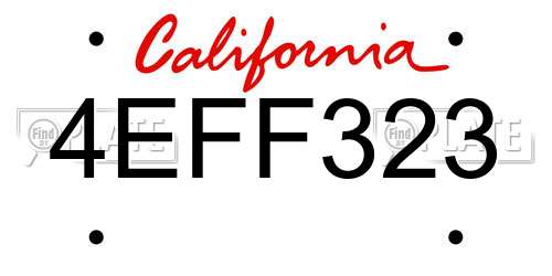 4EFF323 California License Plate