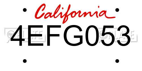 4EFG053 California License Plate