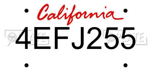 4EFJ255 California License Plate