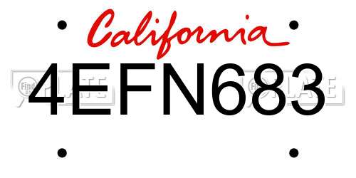 4EFN683 California License Plate