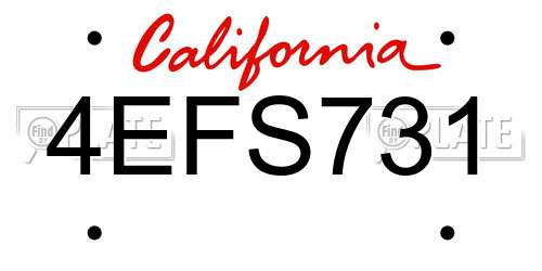 4EFS731 California License Plate