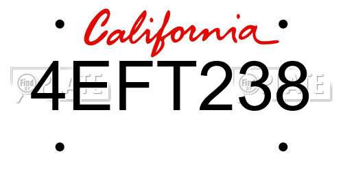 4EFT238 California License Plate