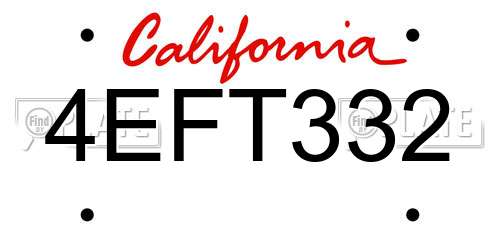 4EFT332 California License Plate