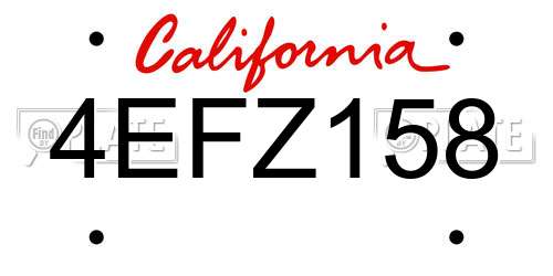 4EFZ158 California License Plate