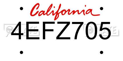 4EFZ705 California License Plate