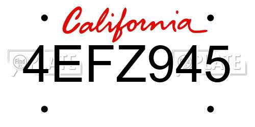4EFZ945 California License Plate