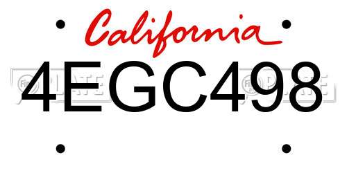 4EGC498 California License Plate