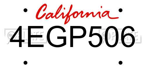 4EGP506 California License Plate