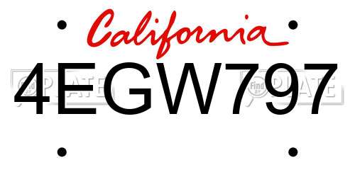 4EGW797 California License Plate