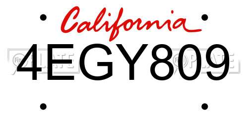 4EGY809 California License Plate