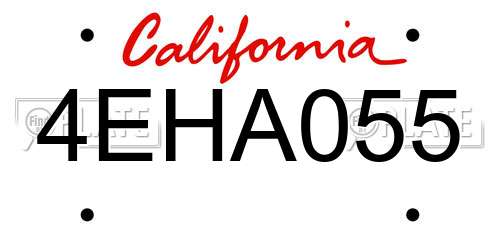 4EHA055 California License Plate