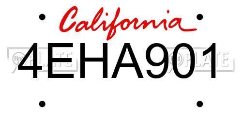 4EHA901 California License Plate