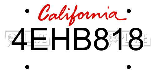 4EHB818 California License Plate
