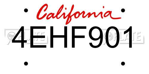 4EHF901 California License Plate
