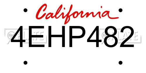 4EHP482 California License Plate
