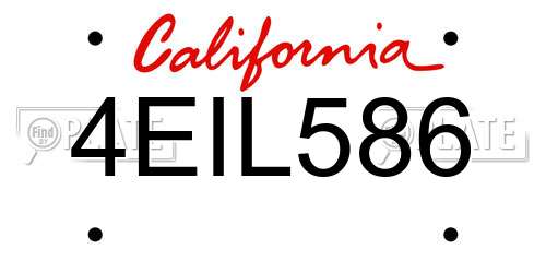 4EIL586 California License Plate