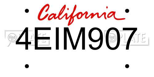 4EIM907 California License Plate