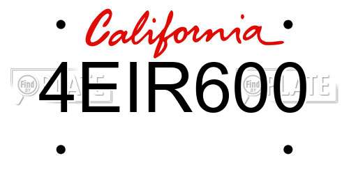 4EIR600 California License Plate