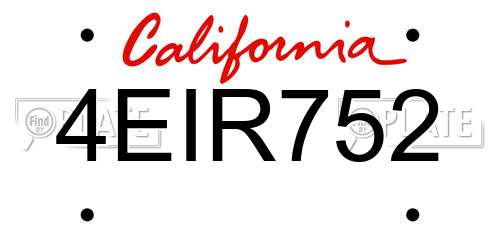 4EIR752 California License Plate