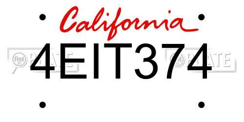 4EIT374 California License Plate