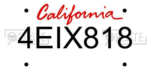 4EIX818 California License Plate