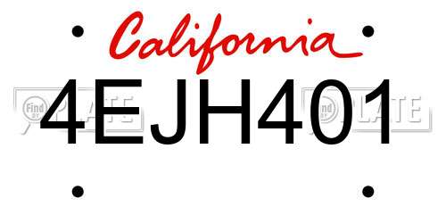 4EJH401 California License Plate