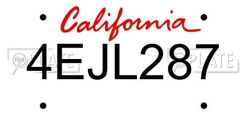 4EJL287 California License Plate