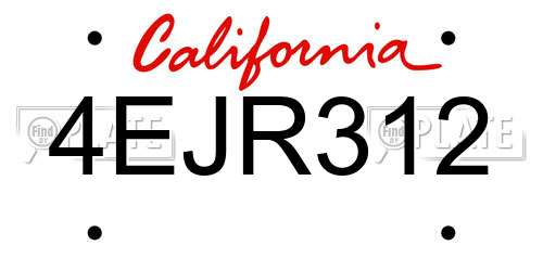 4EJR312 California License Plate