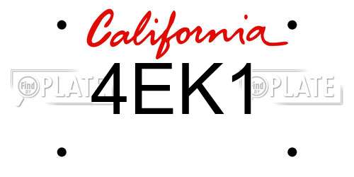4EK1 California License Plate