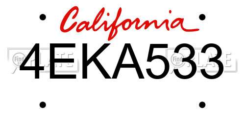 4EKA533 California License Plate