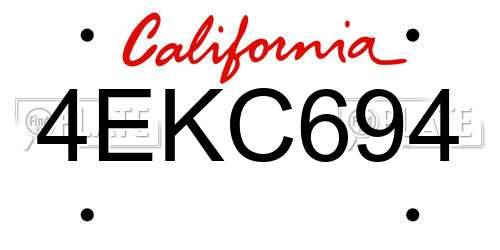 4EKC694 California License Plate