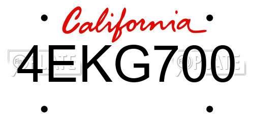 4EKG700 California License Plate