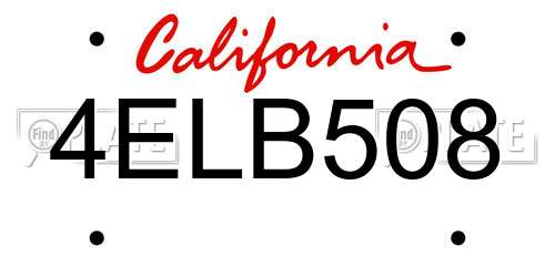 4ELB508 California License Plate
