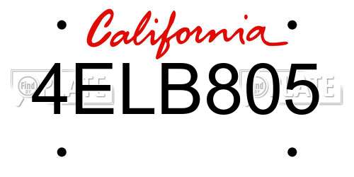4ELB805 California License Plate