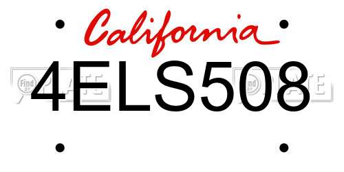 4ELS508 California License Plate