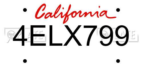 4ELX799 California License Plate