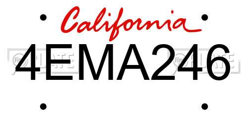 4EMA246 California License Plate