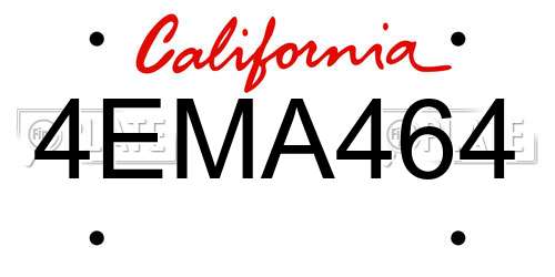 4EMA464 California License Plate