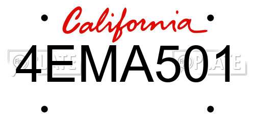 4EMA501 California License Plate