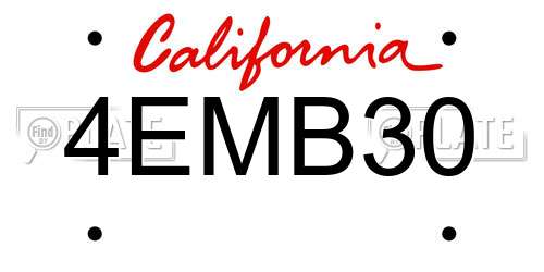 4EMB30 California License Plate