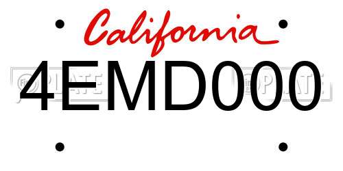 4EMD000 California License Plate