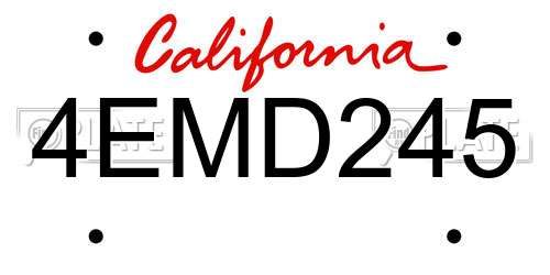 4EMD245 California License Plate
