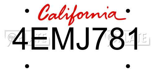 4EMJ781 California License Plate