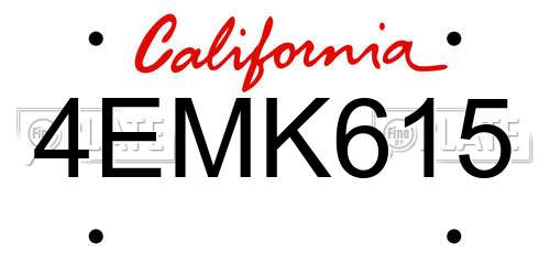 4EMK615 California License Plate