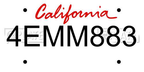 4EMM883 California License Plate