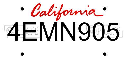 4EMN905 California License Plate